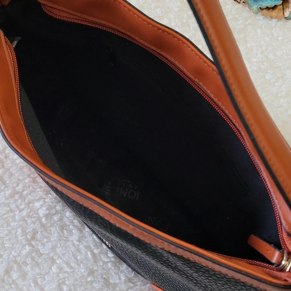 NEW Shoulder Bag Jones New York Signature Color Block Pebbled Faux Leather 2Tone